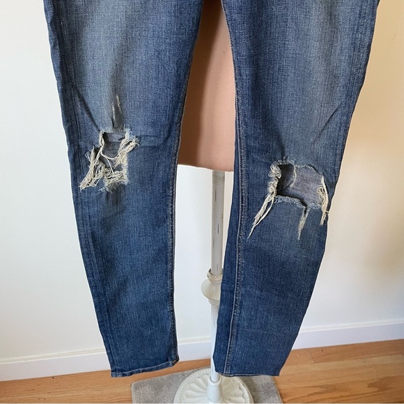 Rag & Bone Intermix Skinny Distressed Destroyed Low Rise Dark Wash Blue Jeans 25 - Picture 6 of 10